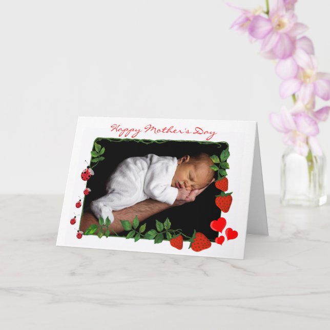 Tarjeta Personalizado Hearts and Strawberries Foto Día de  (Orquídea)