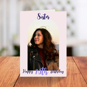 Tarjeta Personalizado Hermana 70.º arco de fotos rosadas d