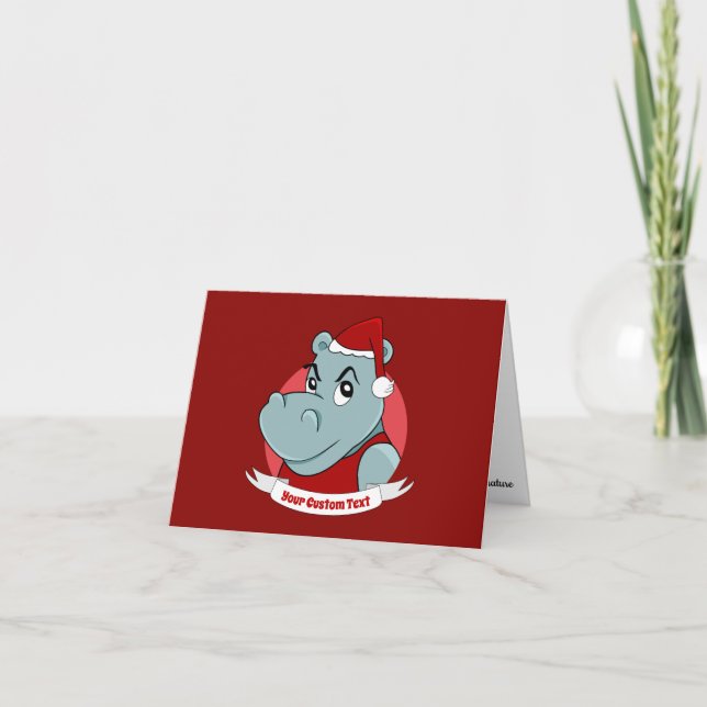 Tarjeta personalizado hippo para navidades (Anverso)