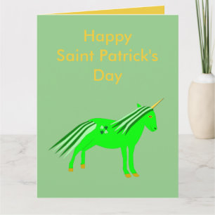Tarjeta Personalizado irlandés verde y unicornio de oro