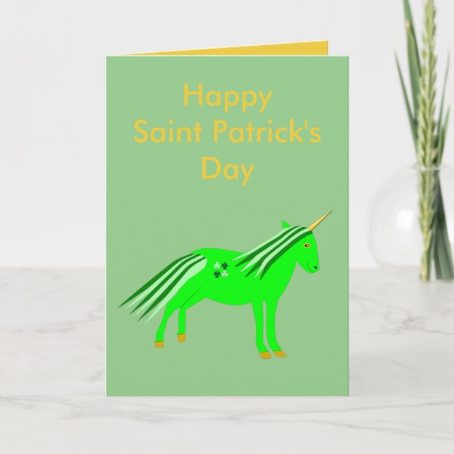 Tarjeta Personalizado irlandés verde y unicornio de oro (Anverso)