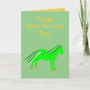 Tarjeta Personalizado irlandés verde y unicornio de oro