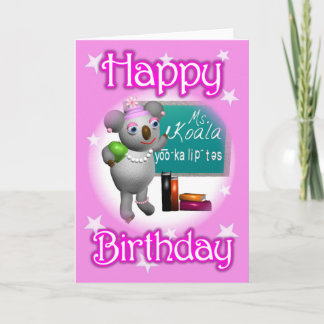 Tarjeta Personalizado Koala Feliz cumpleaños, profesor en