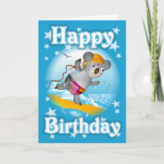 Tarjeta Personalizado Koala Happy Birthday Surfer Card en 