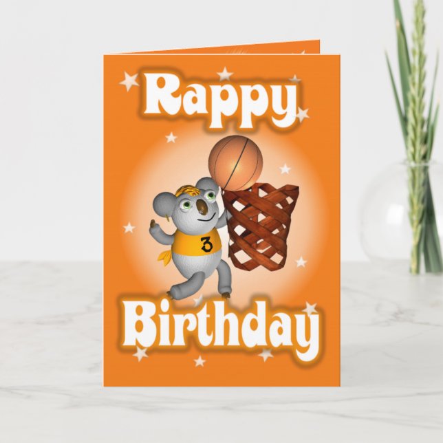Tarjeta Personalizado Koala jugando básquetbol feliz cumpl (Anverso)