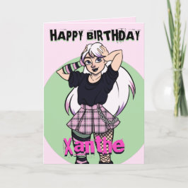 Tarjeta Personalizado lindo Chica Gótico  Pink Cumpleaños
