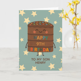 Tarjeta Personalizado lindo Choco Cake Son Noveno cumpleañ