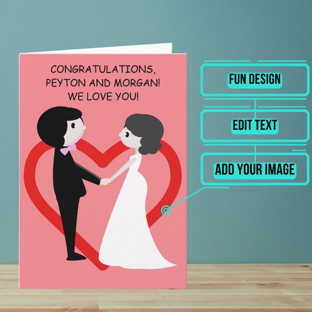 Tarjeta Personalizado lindo matrimonio matrimonio felicita (Send your love and congratulations with a modern and unique twist.)