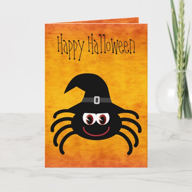 Tarjeta Personalizado lindo Naranja araña de Halloween (Anverso)