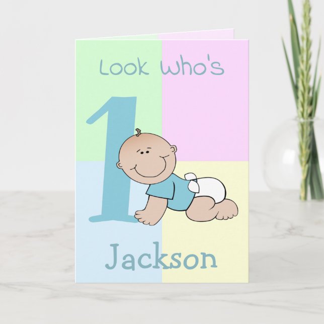 Tarjeta Personalizado lindo niño bebé primer cumpleaños (Anverso)