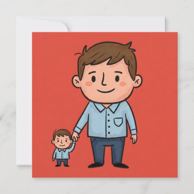 Tarjeta Personalizado lindo padre e hijo feliz día del pad (Anverso)
