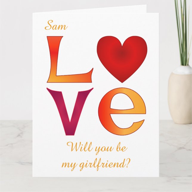 Tarjeta Personalizado LOVE Square Girlfriend Propuesta sob (Anverso)