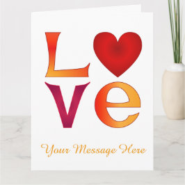 Tarjeta Personalizado LOVE Square Lettering Red & Yellow o