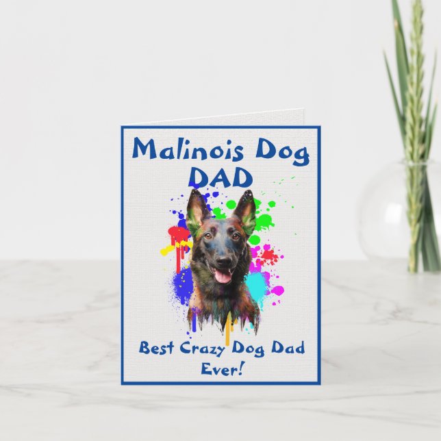 Tarjeta Personalizado Malinois Dad Dog Mejor Perro Loco Pa (Anverso)