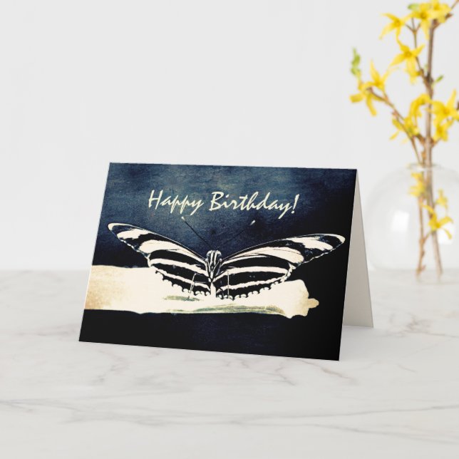 Tarjeta Personalizado mariposa Feliz cumpleaños (flor amarilla)