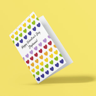 Tarjeta Personalizado Mensaje Rainbow Hearts Stripes Patte