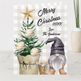Tarjeta Personalizado Merry Christmas Watercolor Gnome Pla