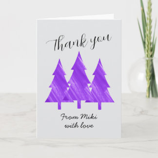 Tarjeta Personalizado Minimal Mordern Purple Trees Gracias