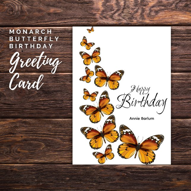 Tarjeta 🦋 🎉 Personalizado Monarch Butterfly Birday Card (Monarch Butterfly Birthday)