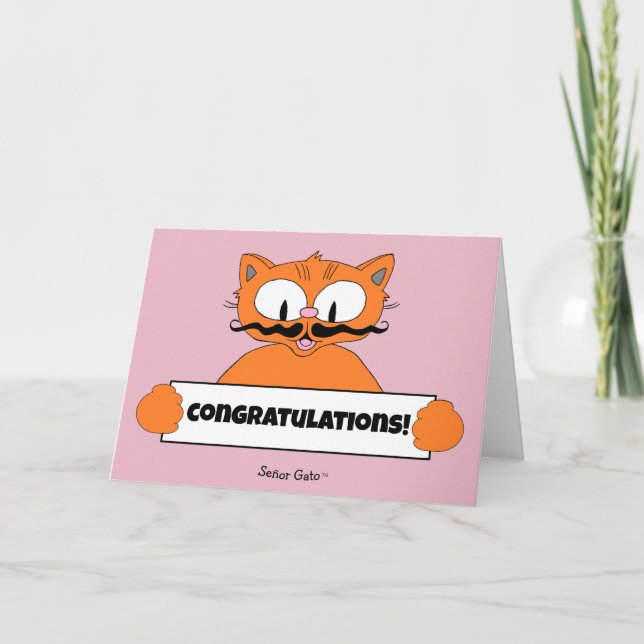 Tarjeta Personalizado Mustache Cat Senor Gato Felicitacion (Anverso)