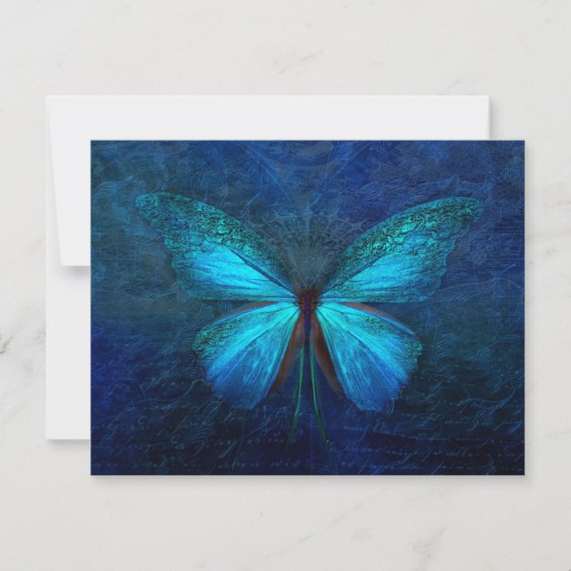 Tarjeta Personalizado Mystic Blue Butterfly 4.25x5.5 (Anverso)