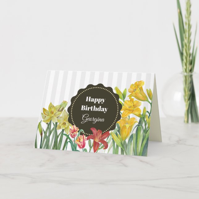 Tarjeta Personalizado Naranja amarillo Primavera Flores (Anverso)