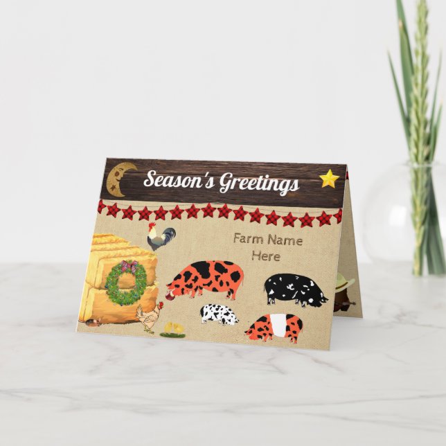 Tarjeta Personalizado - Navidades de país KuneKune Pig Far (Anverso)