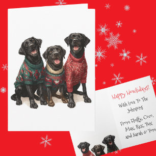 Tarjeta Personalizado Navidades del Black Lab Feriado fea