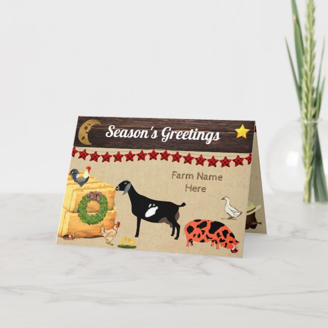 Tarjeta Personalizado - Navidades en el país Cabra Nubia (Anverso)