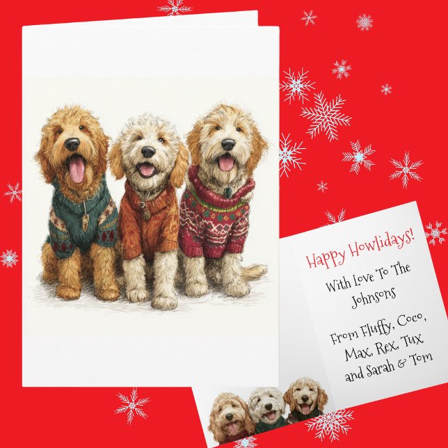 Tarjeta Personalizado Navidades Goldendoodle fea fiesta de (Subido por el creador)