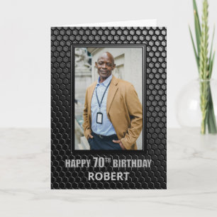 Tarjeta Personalizado negro moderno foto 70 cumpleaños
