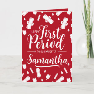 Tarjeta Personalizado Pads Red Script Daughter First Perio
