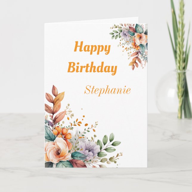 Tarjeta Personalizado Pastel Watercolor Primavera Flores C (Anverso)
