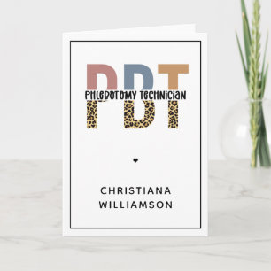 Tarjeta Personalizado PBT Phlebotomy Technician Leopard Pr