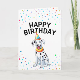 Tarjeta Personalizado Perro Dalmatian con Gorra Fiesta Cum