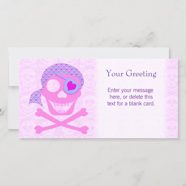 Tarjeta Personalizado pirata rosa para cráneo (Anverso)