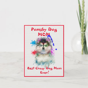 Tarjeta Personalizado Pomsky Mom Dog Best Crazy Dog Lady D