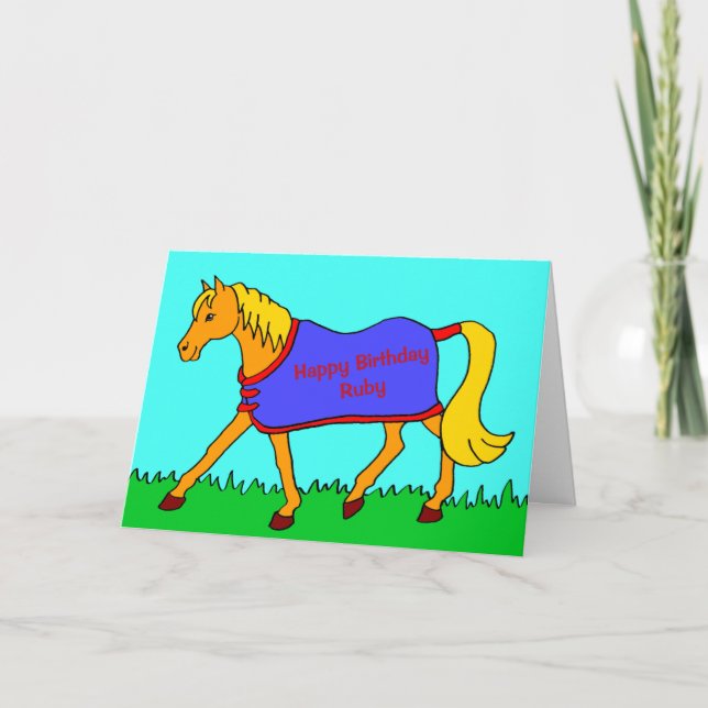 Tarjeta Personalizado Pony con mensaje sobre el cumpleaños (Anverso)