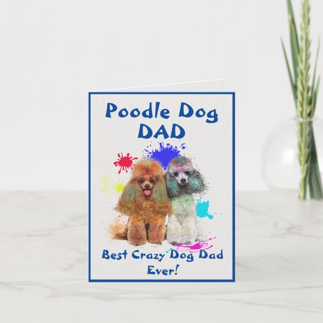 Tarjeta Personalizado Poodle Dad Dog Mejor Perro Loco Papá (Anverso)