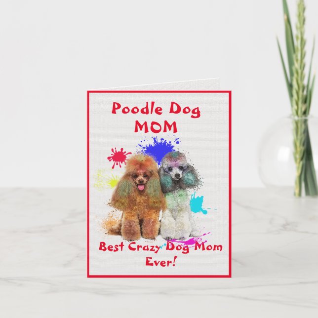 Tarjeta Personalizado Poodle Mom Dog Mejor Loca Dama de Pe (Anverso)
