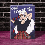 Tarjeta Personalizado punk Chica Dark Blue 18th Birthday C<br><div class="desc">¡A tu hija le encantará esta genial tarjeta de cumpleaños de JessicaAmber! Presenta un ilustracion personalizado de un chica adolescente de pelo blanco, vestido con un traje de punk con falda rosa de doncella rosada, dibujado en un estilo anime. El texto de la parte delantera dice 'Dios mío! ¡Tienes 18...</div>