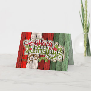 Tarjeta Personalizado Red Green Weathered Planks de madera