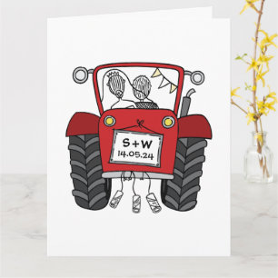 Tarjeta Personalizado Red Tractor Country Barn Rustic Boda