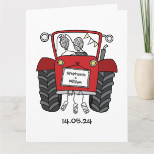 Tarjeta Personalizado Red Tractor Country Barn Rustic Boda