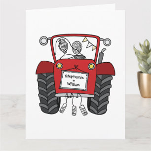 Tarjeta Personalizado Red Tractor Country Barn Rustic Boda