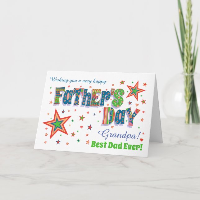Tarjeta Personalizado Relación Día del Padre con estrellas (Anverso)