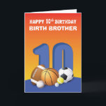 Tarjeta Personalizado Relation Birth Brother Boy 10 cumple<br><div class="desc">Saluda con un saludo casero a un chico que sabes que va a cumplir diez años. Prepárese esta tarjeta para que cuando llegue el día de la celebración esté más que listo para saludarlo con un feliz décimo cumpleaños.</div>