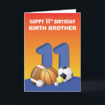 Tarjeta Personalizado Relation Birth Brother Boy 11º cumpl<br><div class="desc">Ahora que el 11 cumpleaños de algún chico está a la vuelta de la esquina,  deberías preparar esta carta ya. Esta tarjeta colorida y divertida tiene una relación personalizable. Así que ya sea para un sobrino o un primo,  esta carta es todo.</div>