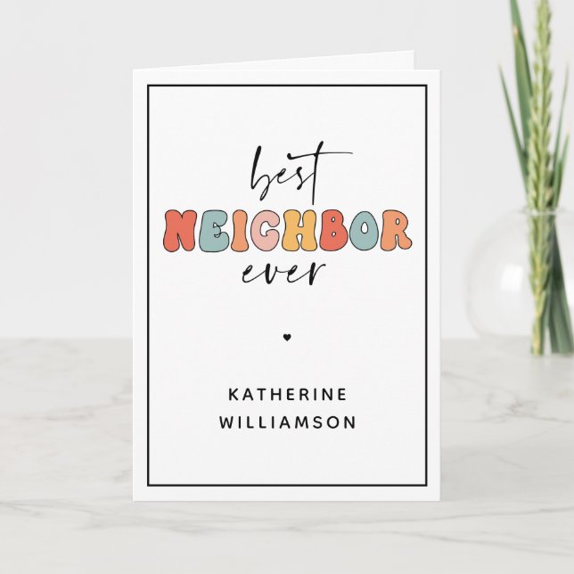 Tarjeta Personalizado Retro Mejor Vecino Cuidado (Anverso)