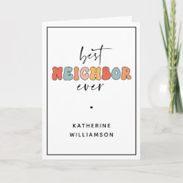 Tarjeta Personalizado Retro Mejor Vecino Cuidado